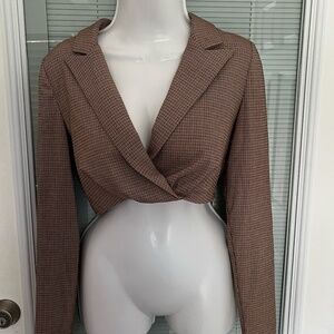 ZARA - Cropped Blazer, checkered/houndstooth like